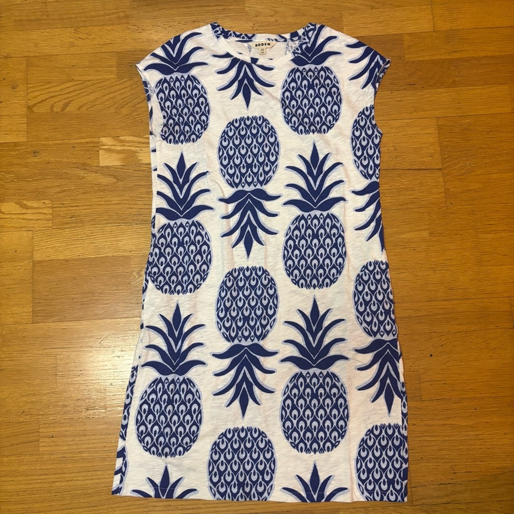 Boden Pineapple Preppy Coastal Resortwear Vacation Sleeveless Shift Dress 8L